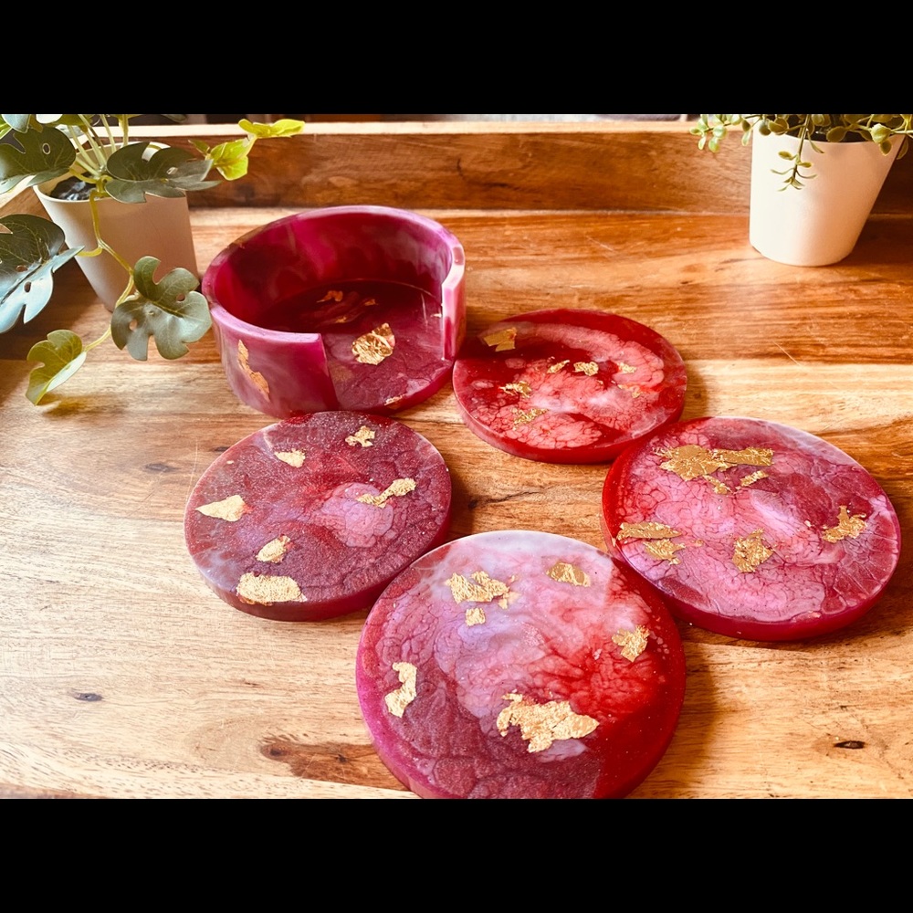 Pink marble coasters